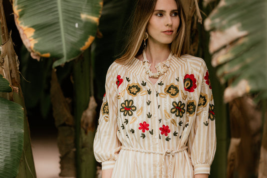 Eloisa Midi | Olden Amber Stripe