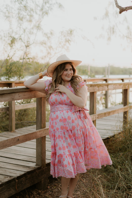 Lilian Midi Dress in Sandy Pink