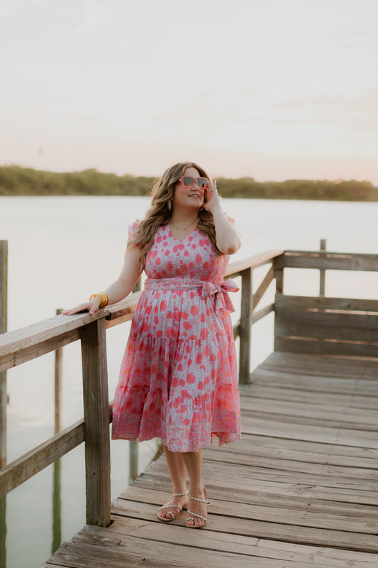 Lilian Midi Dress in Sandy Pink