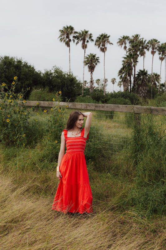 Eddie Midi Dress | Tomato-tally Red