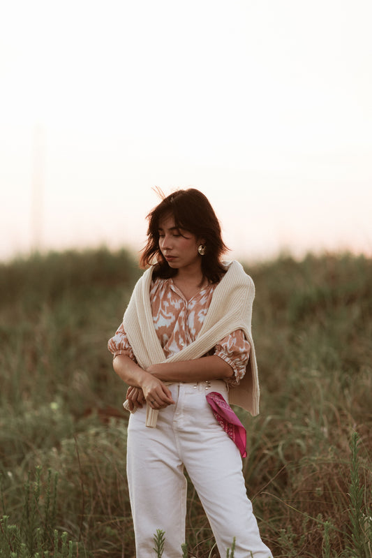 Ellie Top | Abstract Hazelnut